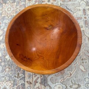 Moroccan Hand Carved Smooth Teak Wood Bowl 9” in Natural  – Juniper Wood